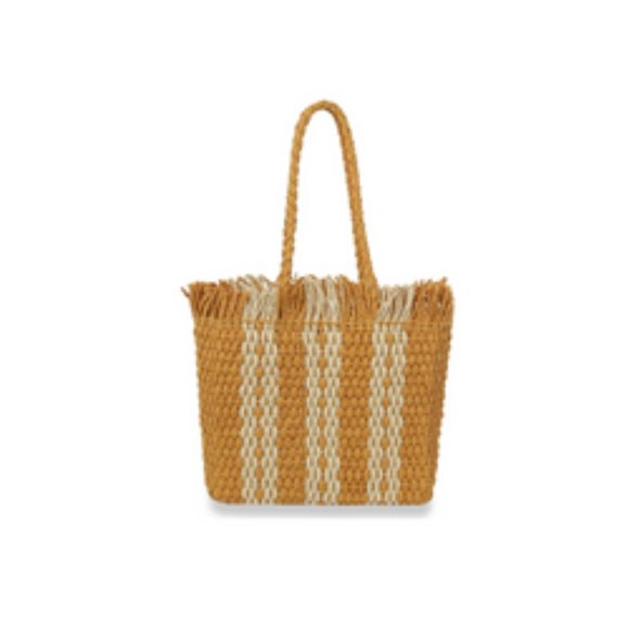 Women Mustard Straw Bag Summer Beach Large Tote Bag Handmade Woven - Picture 2 of 2